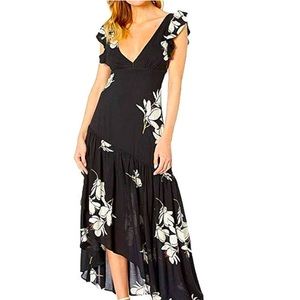 Free People Plunging Flutter-Sleeve Maxi Dress EUC